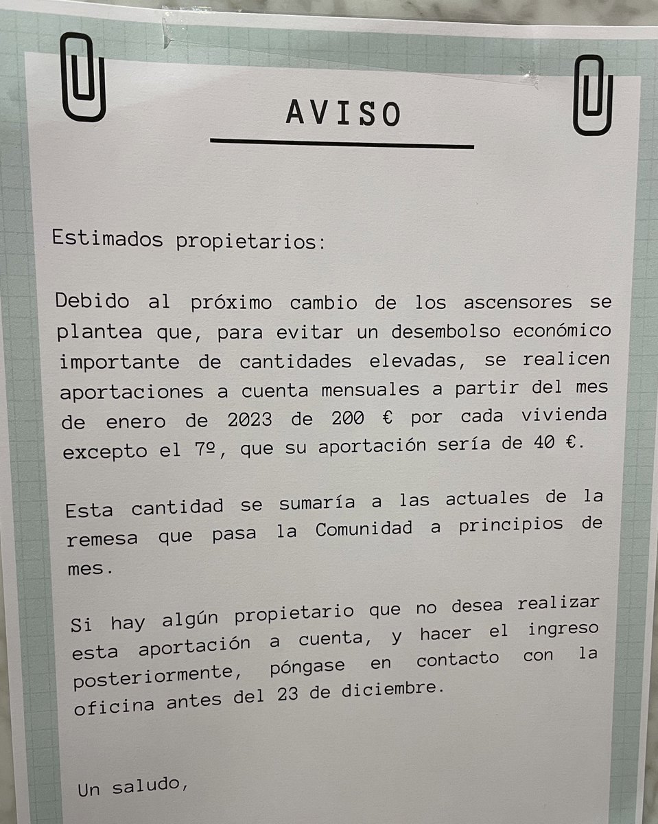 masalur_'s tweet photo. Cuando hay estas cosas me alegra ser la pobre del edificio, porque mi zulo del séptimo piso paga menos. https://t.co/59GmDmbsDQ