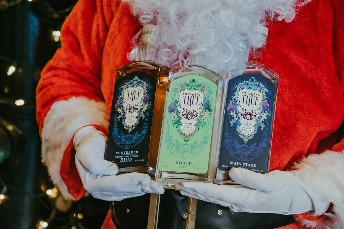 #Santa is getting into the spirit this year… the Thinking Tree spirit that is! Our Ready-to-Drink Old Fashioned #cocktail and 375mL size bottles make perfect stocking stuffers or grab our full sized flagship trio for your upcoming #holiday parties! #eugeneoregon