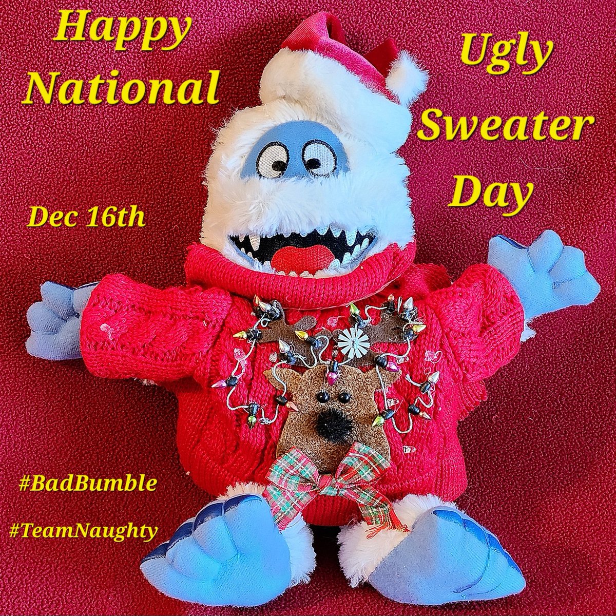 LeilaniMG's tweet photo. #NationalUglySweaterDay #BadBumble #TeamNaughty #advent https://t.co/CBKcpxIRHa