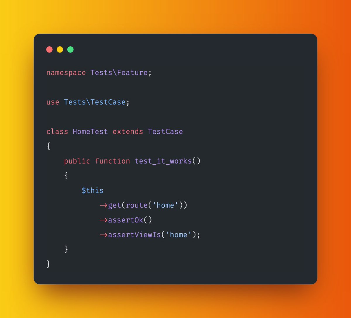 benjamincrozat's tweet image. Writing tests on big Laravel apps is hard. 😅
But here's a rock solid strategy to help you build momentum.
1. Write a test for your home page. ✅
Then, repeat for other GET routes; it should be easy and it's better than nothing.