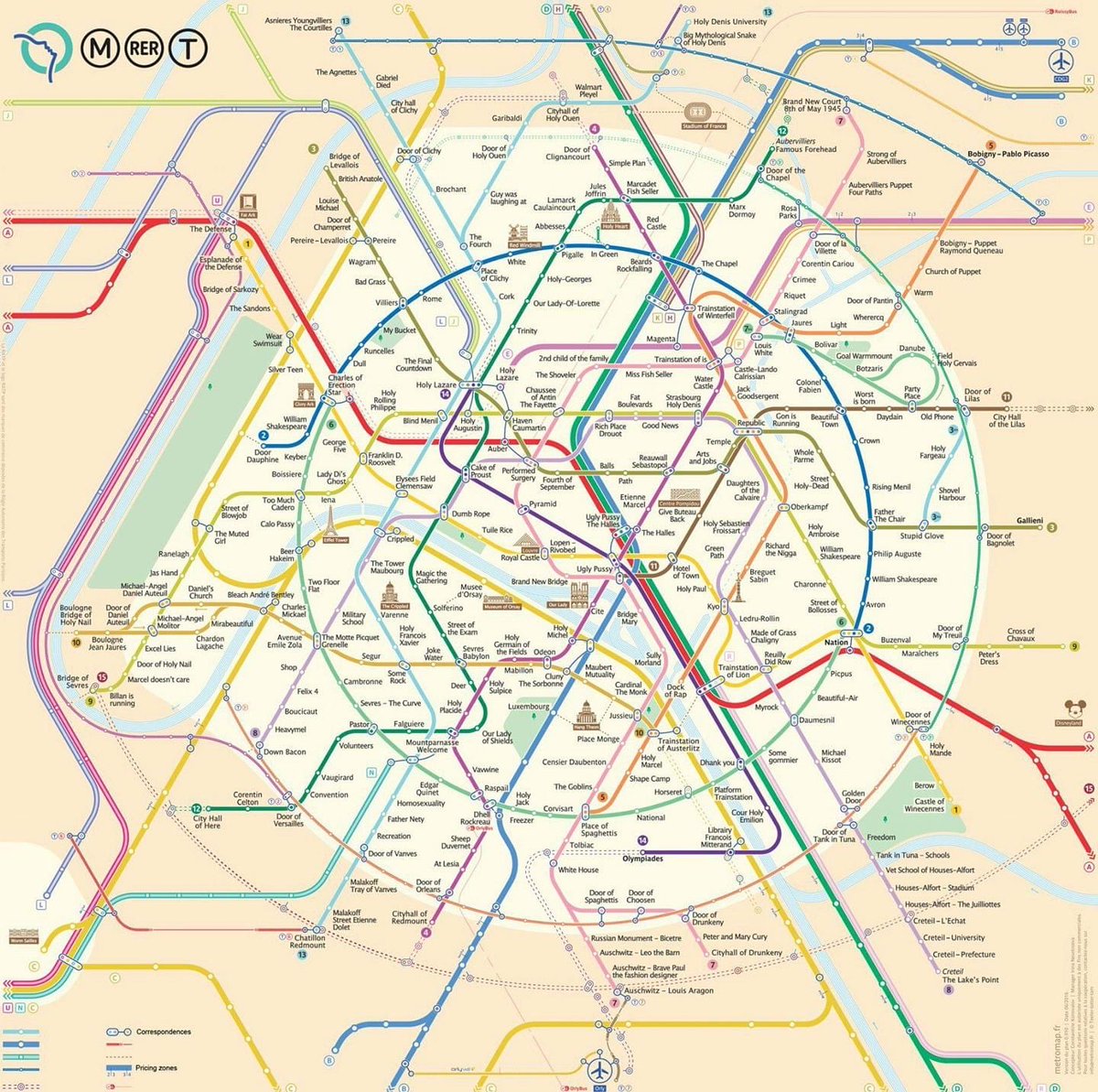 Le plan du métro parisien en anglais c'est.. comment dire.... je vous laisse regarder..