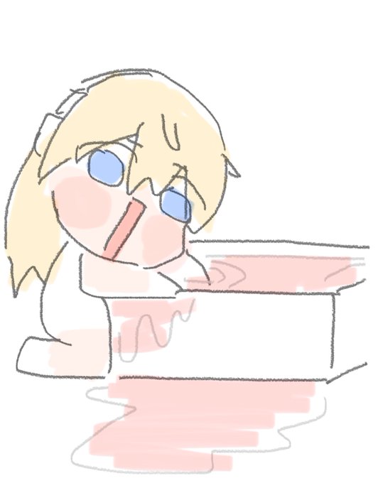 マスターのためにお風呂の湯加減を確認するアーンヴァルちゃん入浴剤こんな赤かったっけ…まぁいいか 