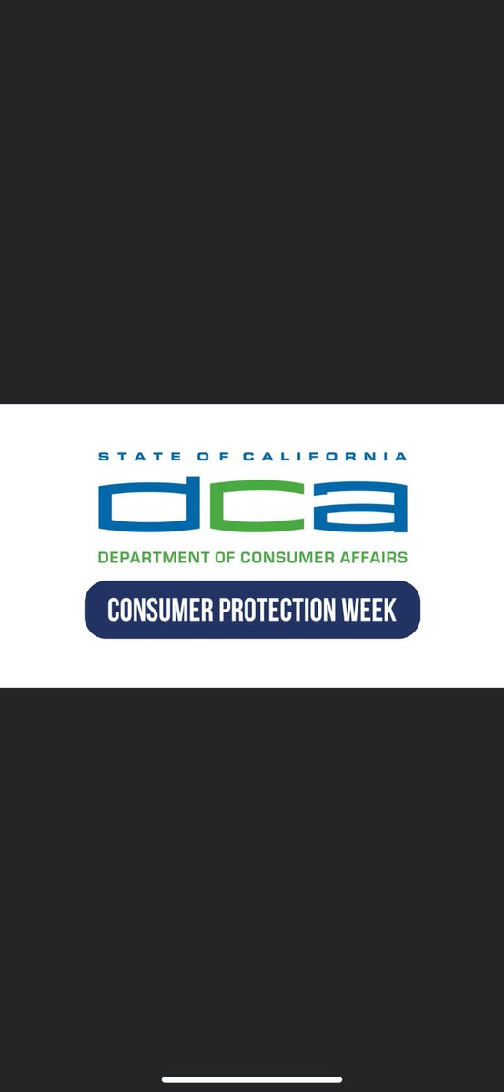 Tune in today at 12 noon to the Department of Consumer Affairs' Consumer Protection Week webinar! Representatives from @DCAnews and @MedBoardOfCA will share tips and info to help make you an empowered consumer 24/7/365! #ConsumerProtection365