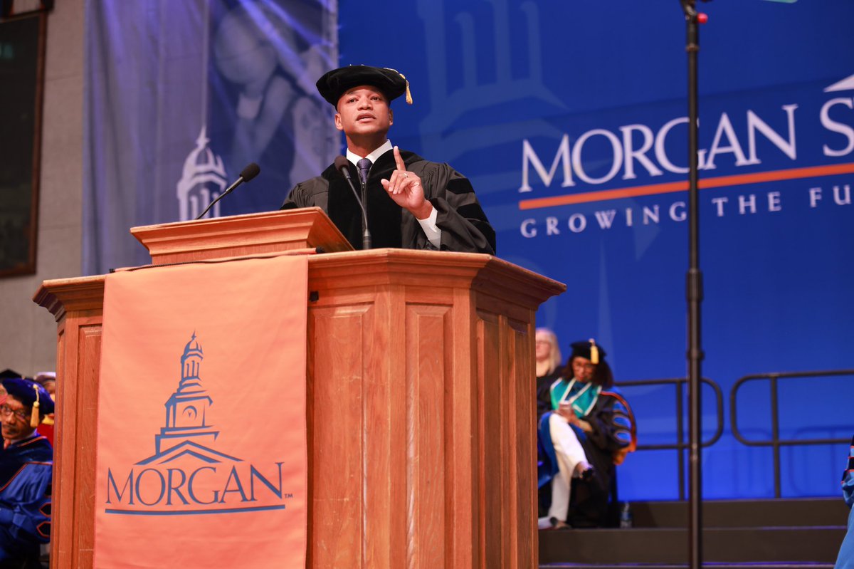 MorganStateU's tweet photo. βYou are living proof that while progress is not promised, it is possible,β Governor-Elect @iamWesMoore inspires the Class of 2022. π #MorganGrad2k22 https://t.co/9Bi9VBCxne