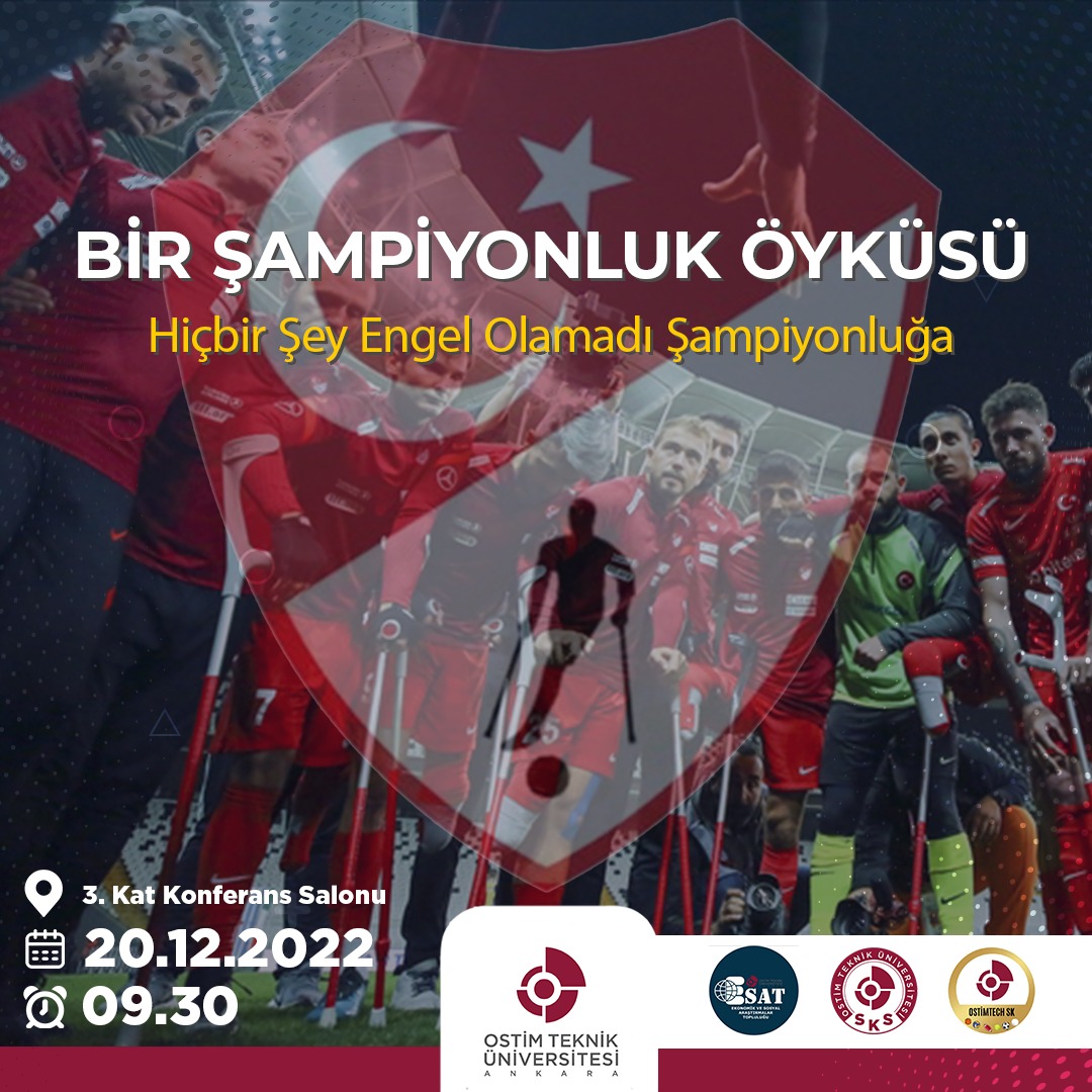 OSTİMTECH Sağlık Kültür ve Spor (@ostimtechsks) on Twitter photo #OSTİMTechSKS Gururla Sunar 🇹🇷
Dünya Şampiyonu Ampute Futbol Milli Takımı'mızı üniversitemizde ağırlayacağız.
<a href="/ostimtechesat/">ostimtechesat</a> Topluluğumuz tarafından düzenlenen etkinliğimizde şampiyonluk hikayesini şampiyonlardan dinlemeye bekliyoruz 🥇
<a href="/amputemilli/">Ampute Futbol Milli Takımı</a>
<a href="/osmancakmak60/">Osman Çakmak</a>
<a href="/myulek/">Murat Yülek</a> #OSTİMTechSKS Gururla Sunar 🇹🇷
Dünya Şampiyonu Ampute Futbol Milli Takımı'mızı üniversitemizde ağırlayacağız.
<a href="/ostimtechesat/">ostimtechesat</a> Topluluğumuz tarafından düzenlenen etkinliğimizde şampiyonluk hikayesini şampiyonlardan dinlemeye bekliyoruz 🥇
<a href="/amputemilli/">Ampute Futbol Milli Takımı</a>
<a href="/osmancakmak60/">Osman Çakmak</a>
<a href="/myulek/">Murat Yülek</a>