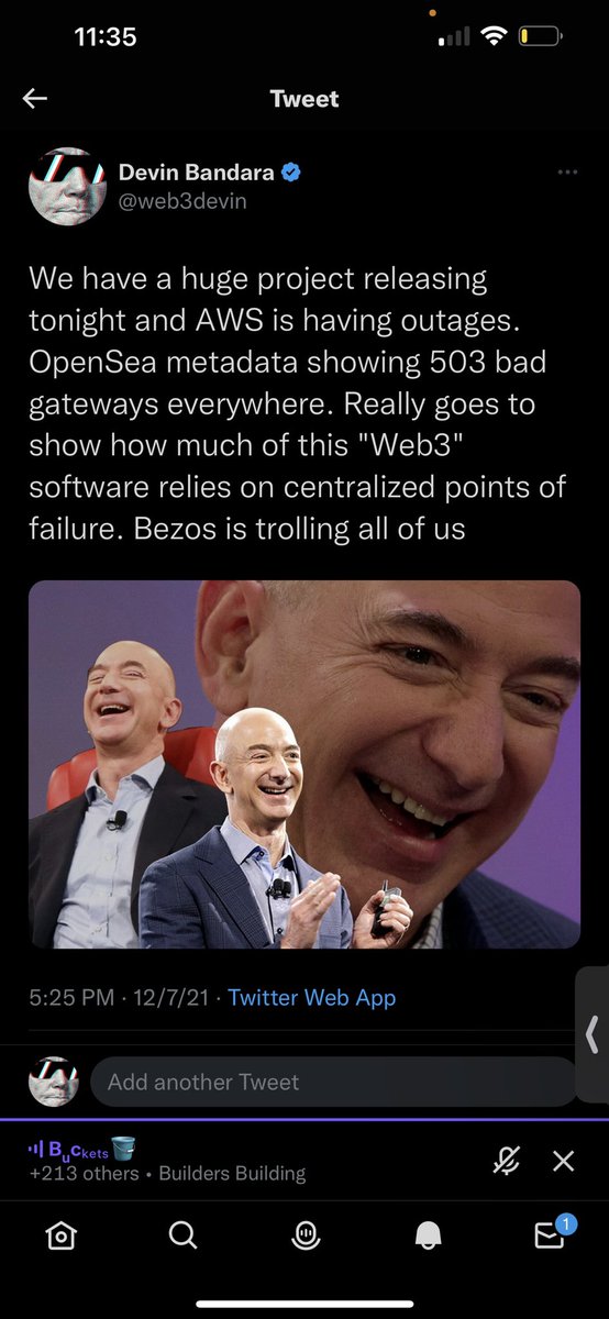 Last year in December there was a major AWS outage that caused many apps like Coinbase, OpenSea and Uniswap to go down. The reliance of AWS may be okay in web2 but in web3 we need to do better. Cloud agnostic systems are the future. https://t.co/JhdI8YuOkn