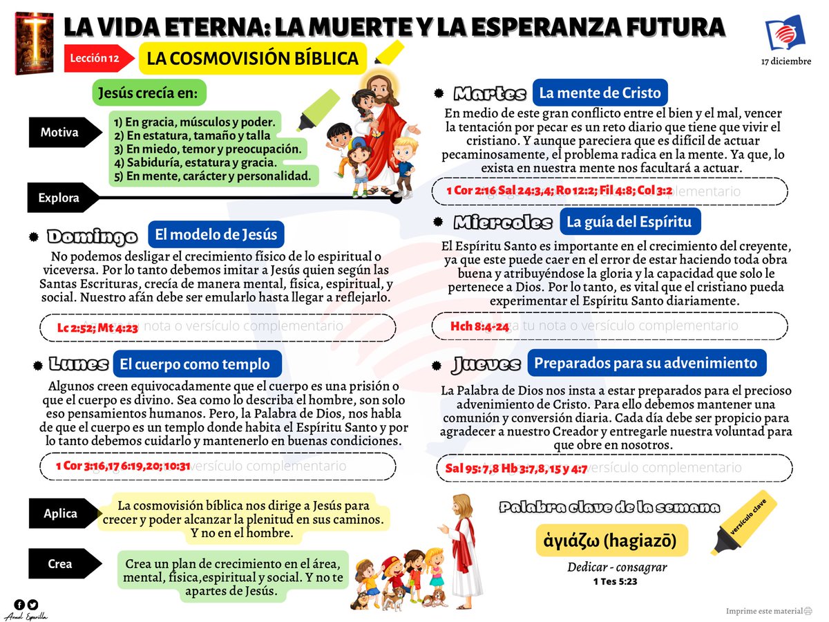 ArnolEsperilla's tweet photo. 🔍LECCIÓN 12 📖
🔵🔴 Escuela Sabática🔴🔵 
✔️ COSMOVISIÓN BÍBLICA para el 17 de diciembre.
Comparte con tu iglesia. 
🖨 Puedes imprimir este material y realizar apuntes en clase.
Telegram 👉🏼 https://t.co/ggqM0ZBs55
¡No olvides enviar tus respuestas! 📝
#LESAdv https://t.co/6mROyhQ2iH