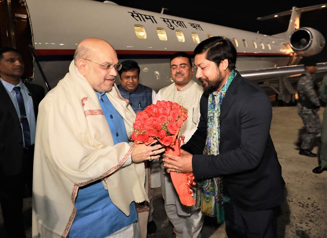 It was an absolute honour to welcome Hon'ble Union Home Minister Shri <a href="/AmitShah/">Amit Shah</a> Ji.
The entire <a href="/BJP4Bengal/">BJP West Bengal</a> unit was eagerly waiting for your arrival. Your guidance &amp; encouragement at tonight's meeting would certainly motivate us for the upcoming challenges in 2023.