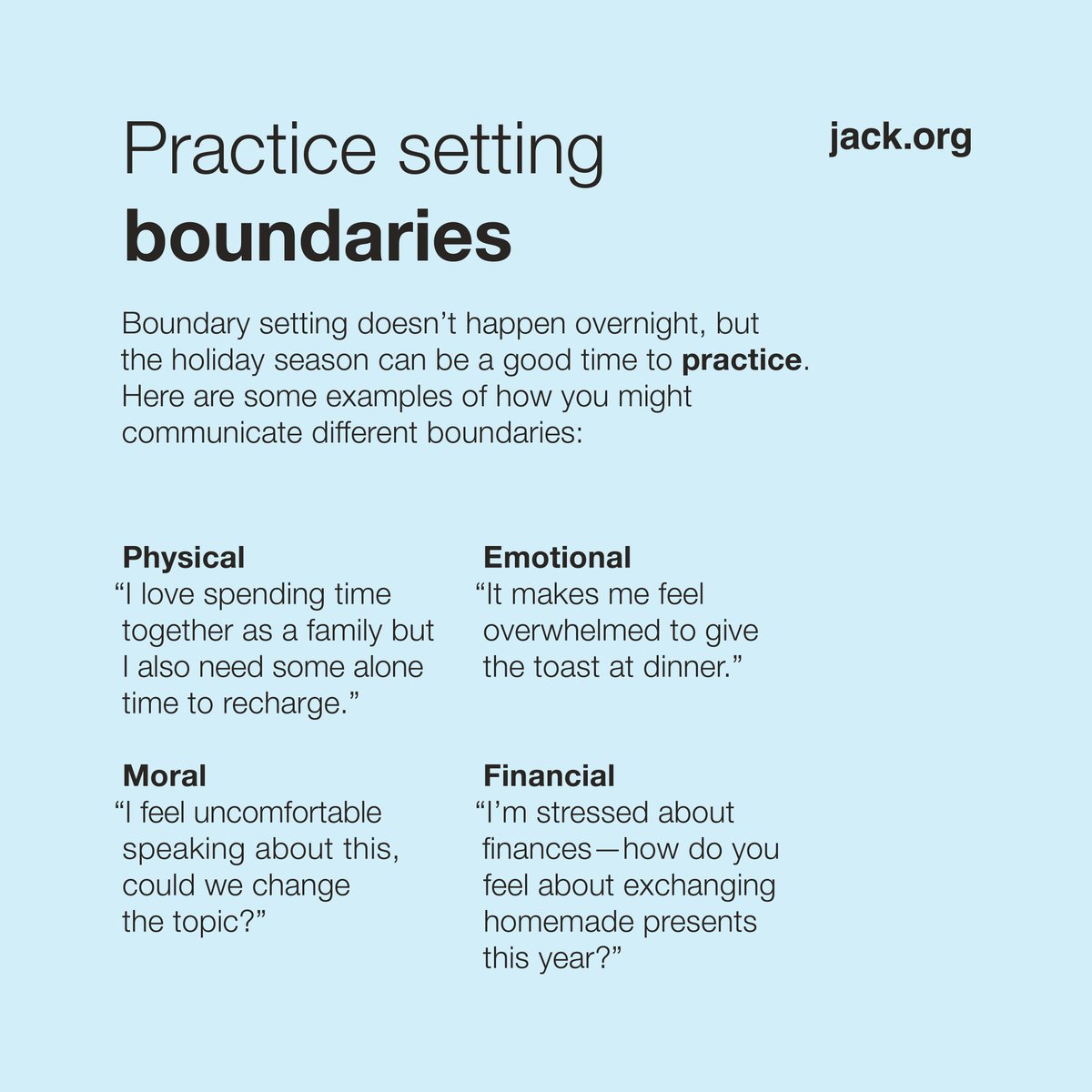 jackdotorg's tweet image. The holiday season can be overwhelming. So, whether your feelings around the holidays are negative, positive, or somewhere in between, here are some tips on how to prioritize your mental health this season.