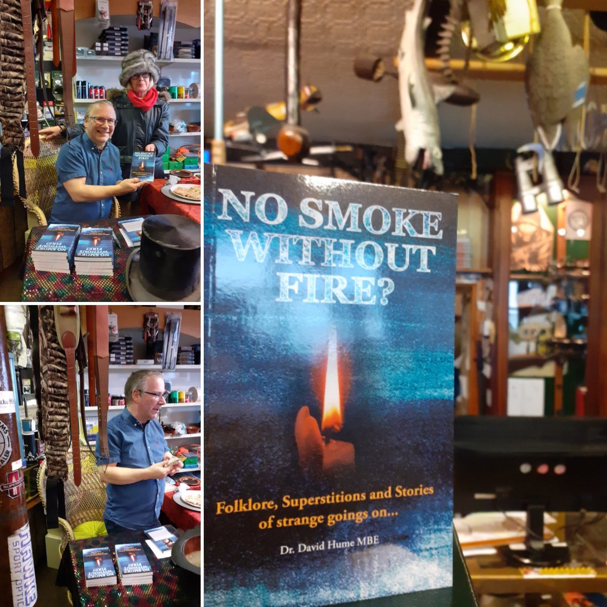 Tales, a wee Poem & Faerie Bullets at the local Gunstore with Dr David Hume's MBE new book NO SMOKE WITHOUT FIRE. #localwriters #booksforchristmas #folklore #weefolk