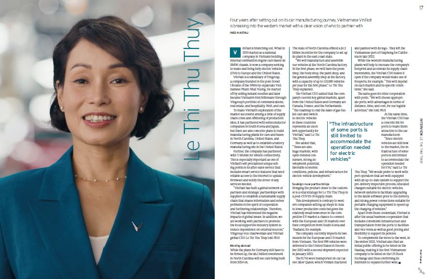 The CEO of <a href="/VinFastofficial/">VinFast</a> talked to us about building a supply chain in the west and where ports fit into that endeavour. Read it all in the Jan/Feb edition of Ports &amp; Harbors