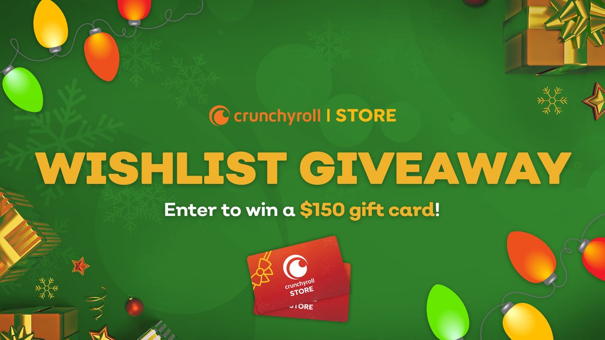 We’re doing a $150 Store gift card giveaway for 3 lucky winners for some extra holiday cheer! ✨🎁

To enter:
1. Follow us <a href="/ShopCrunchyroll/">Crunchyroll Store</a>
2. Retweet this tweet
3. Comment your most wanted Store item and tag two friends
4. Extra entry: share a screenshot of your Store wishlist!