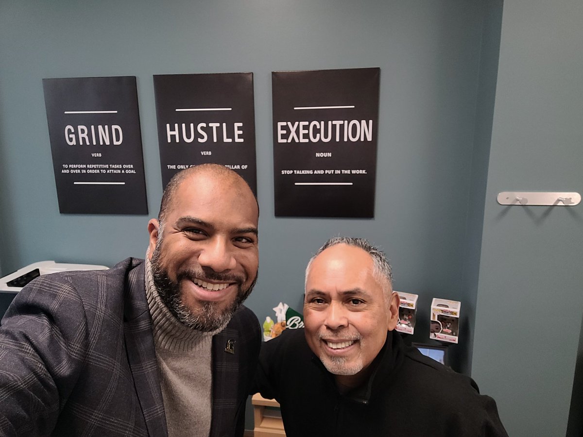 GTSD_raul's tweet photo. Great visit today with Edmund Tillett at the @MSUBroadCollege Multicultural Program offices. Thanks for your time - fun convo and solid Ideation. The artwork behind us says it all. #GTSD https://t.co/4ZCdnA4NW7