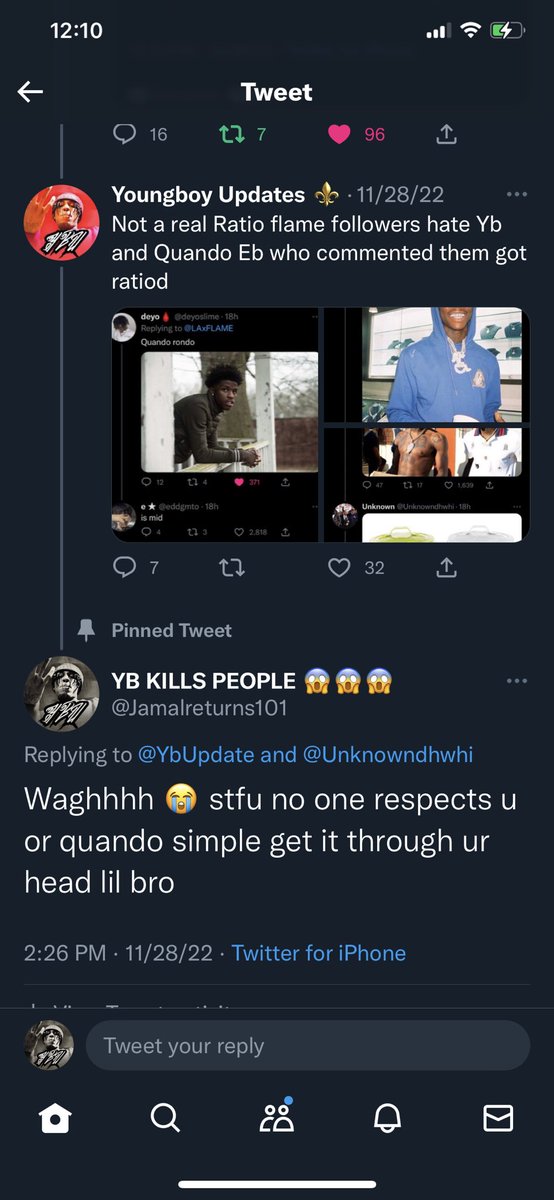 Jamalreturns101's tweet photo. @YbUpdate @LAxFLAME @FBI Better shut up before u start crying again bout “the ratio don’t count” lil bro https://t.co/I4nn9zRdKf