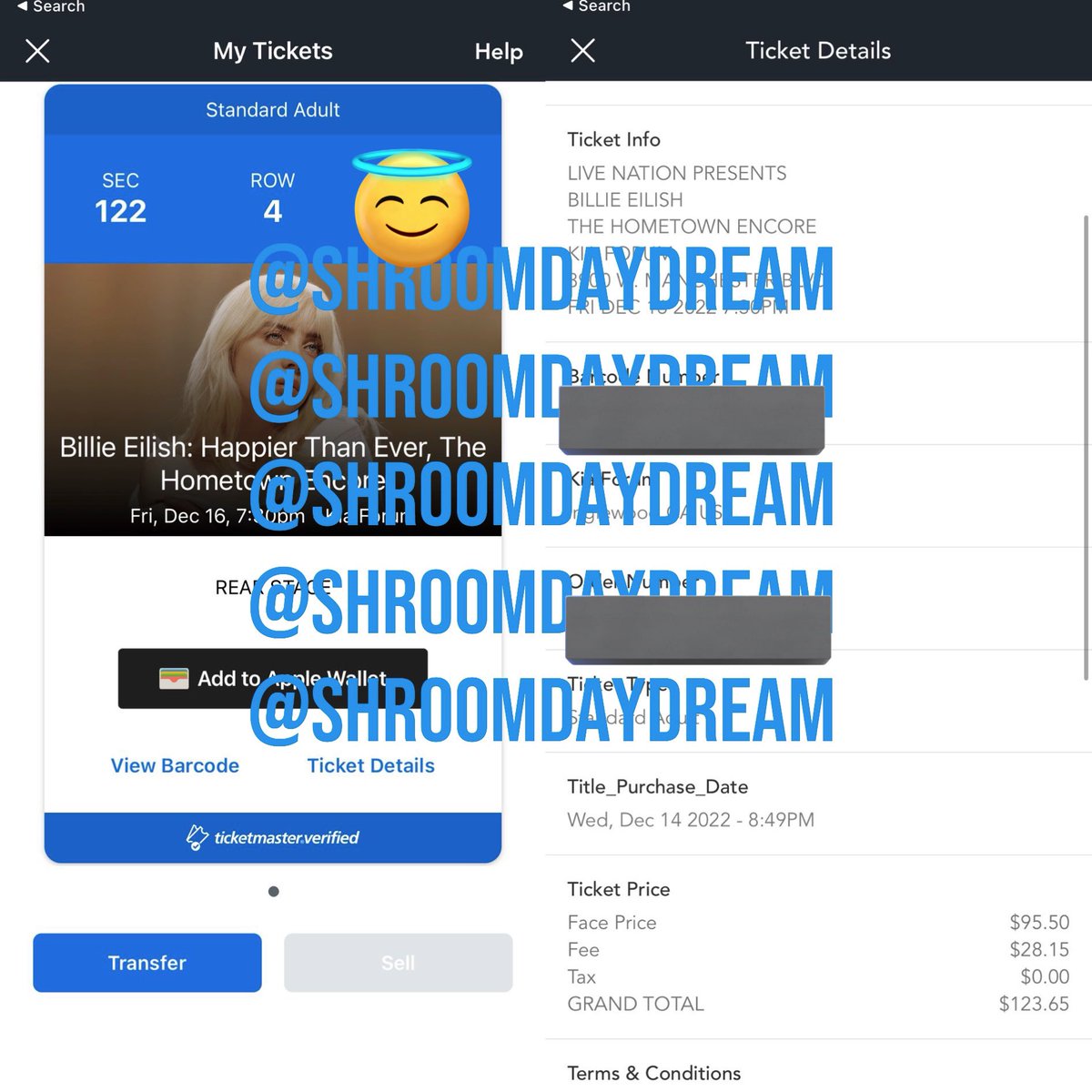 handwrittentixs's tweet photo. INGLEWOOD BILLIE EILISH fans, @shroomdaydream is selling ONE ticket to the show TONIGHT for $123 + PayPal g&s fee! #HTEEncoreShows https://t.co/eawaKxgllp