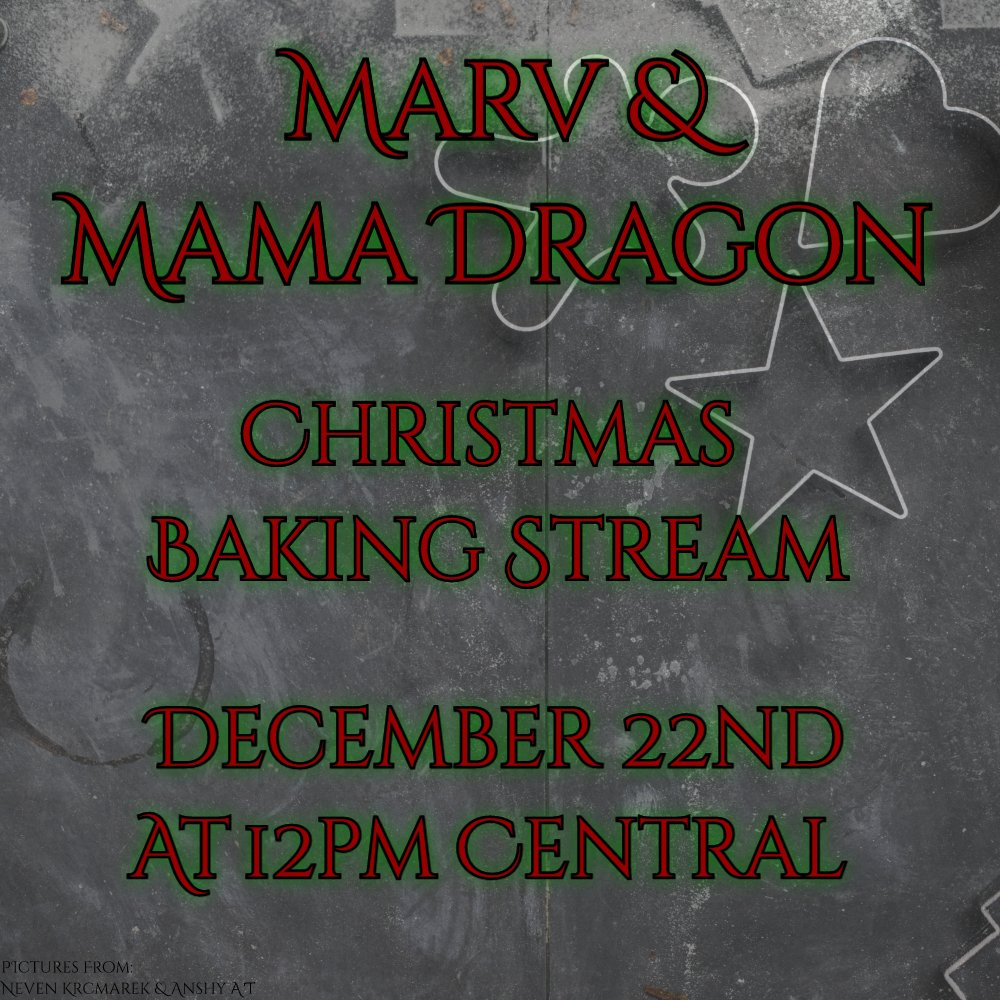 MarvelousDragon's tweet photo. Join Mama Dragon & I on Dec 22nd at 12pm central for a #ChristmasBaking Stream!
Nothing is set as to what we are making yet! Fingers crossed that we'll be making #Kolaczkis! Or maybe some other #Holiday favorites!
#Twitch #BakingStream #BakingWithMom #Streamer #Christmas https://t.co/cQlQvY8WS7