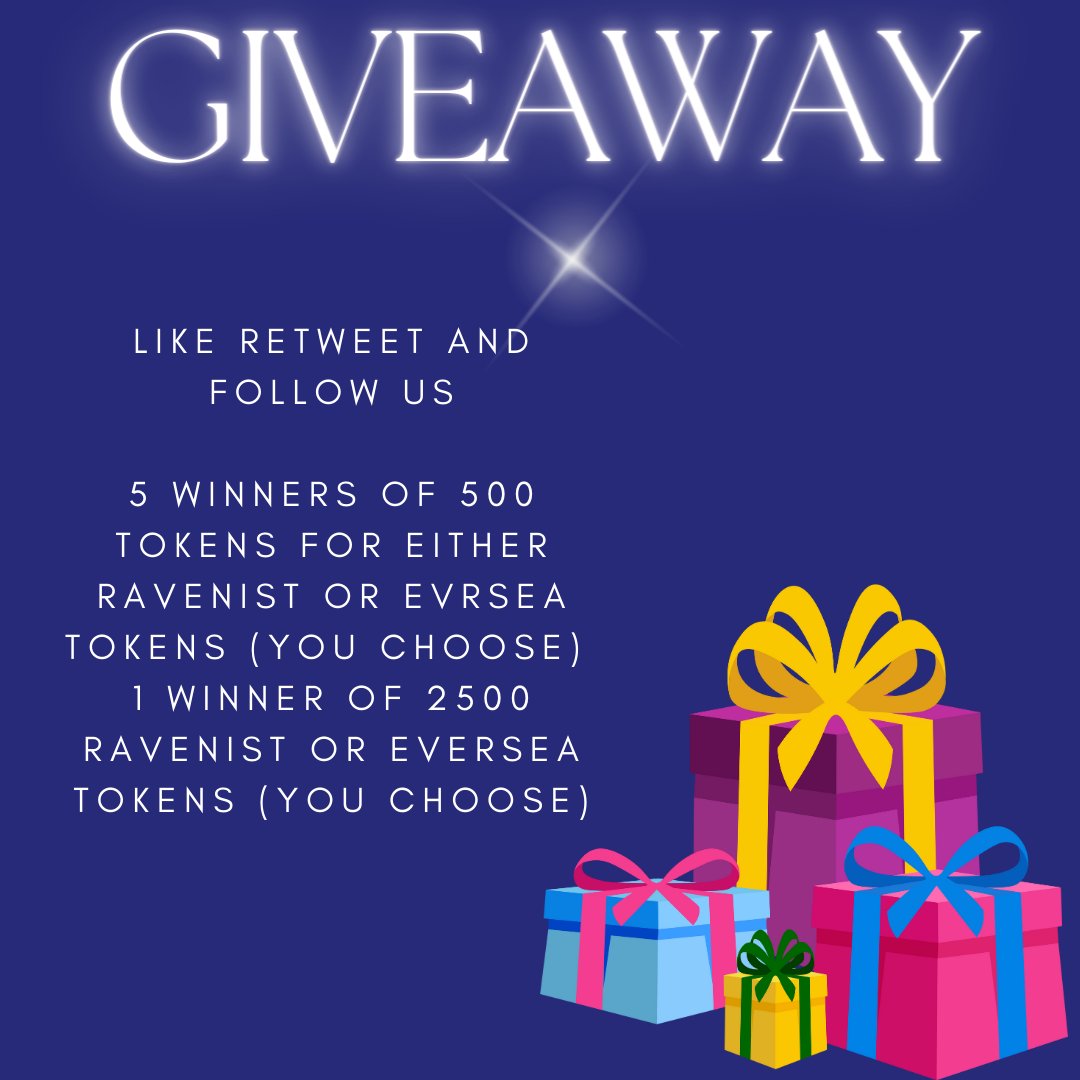 We are doing a #giveaway for christmas! Make sure to like retweet and follow us and <a href="/EVRSEANFT/">EVRSEA</a>. We will have 5 winners of 500 tokens and 1 winner of 2500 tokens you can choose either evr or ravenist tokens