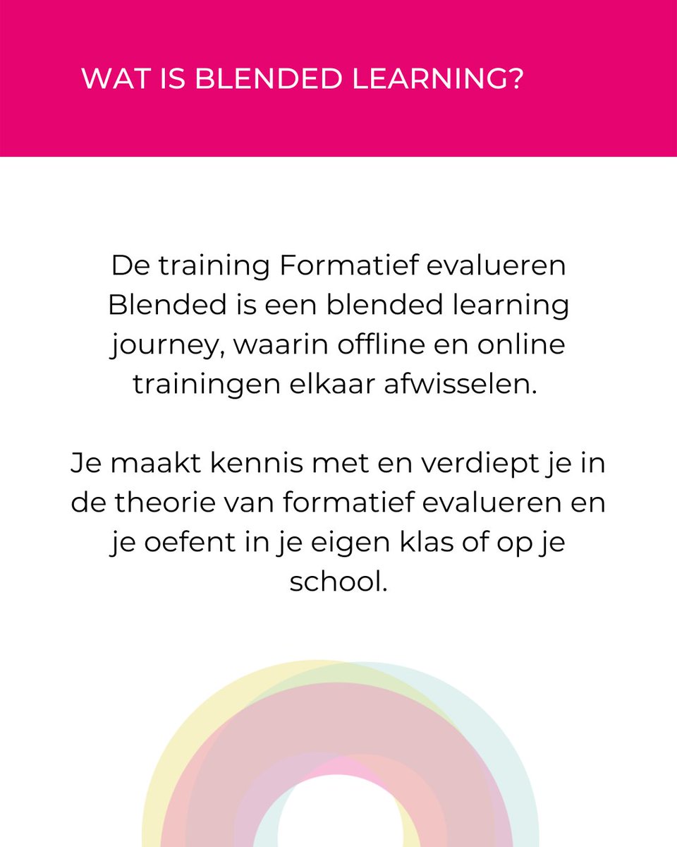 bazalt_groep's tweet photo. De training Formatief evalueren Blended is een blended learning journey, waarin offline en online trainingen elkaar afwisselen. Meer informatie en aanmelden: https://t.co/xN5xymG7wU
#blendedlearning #training #ontwikkelingen #formatiefevalueren #formatief https://t.co/dU4hCGEgEv