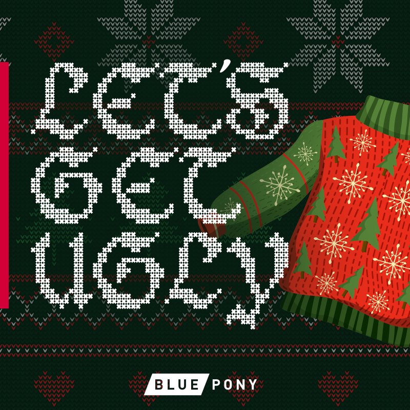 BluePonyDigital's tweet photo. It's #uglychristmassweater day here in the stable, so check out some of our best holiday garb! https://t.co/uC9LaEgdjQ