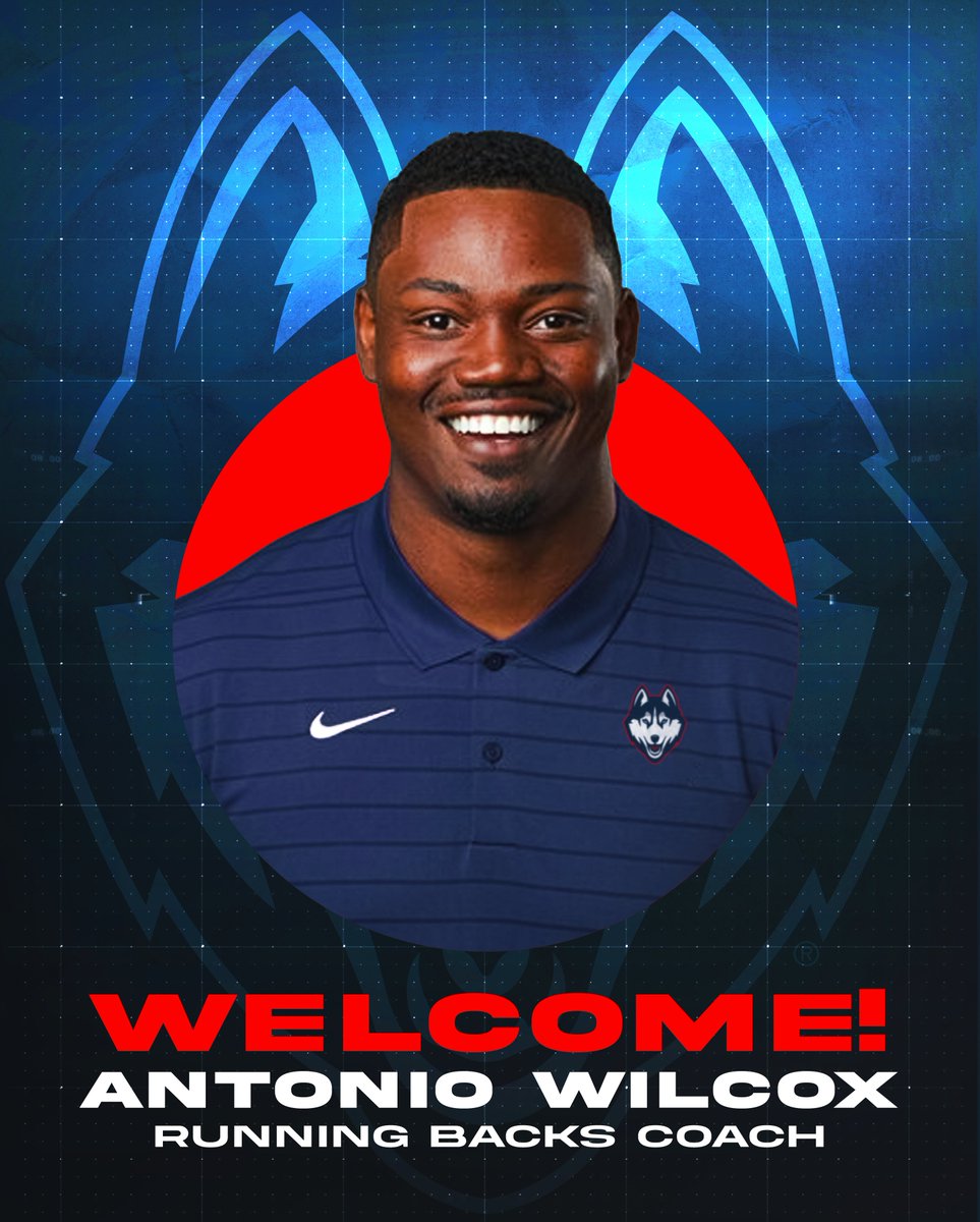 UConnFootball's tweet photo. Welcome to The Revolution, our new running backs coach, Coach Antonio Wilcox! @Antonio_Wilc 

#HuskyRevolution https://t.co/okp8r4eYXb