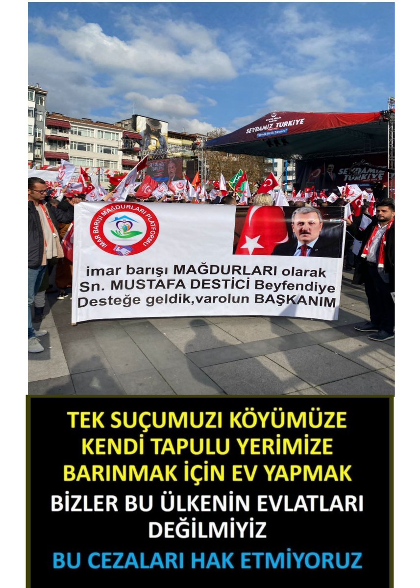 Sayın büyüklerimizden artık bizim de sesimizi duymasını bekliyoruz. #Eyt derken, #asgariücret derken, #imamoglu derken biz #imarbarışımağdurları unutuldu. Her geçen gün evlerimiz bir bir yıkılıyor. Bunun ne #Devlete ne de #Millete faydası yok. 

#İmarBarışıGüncellensin