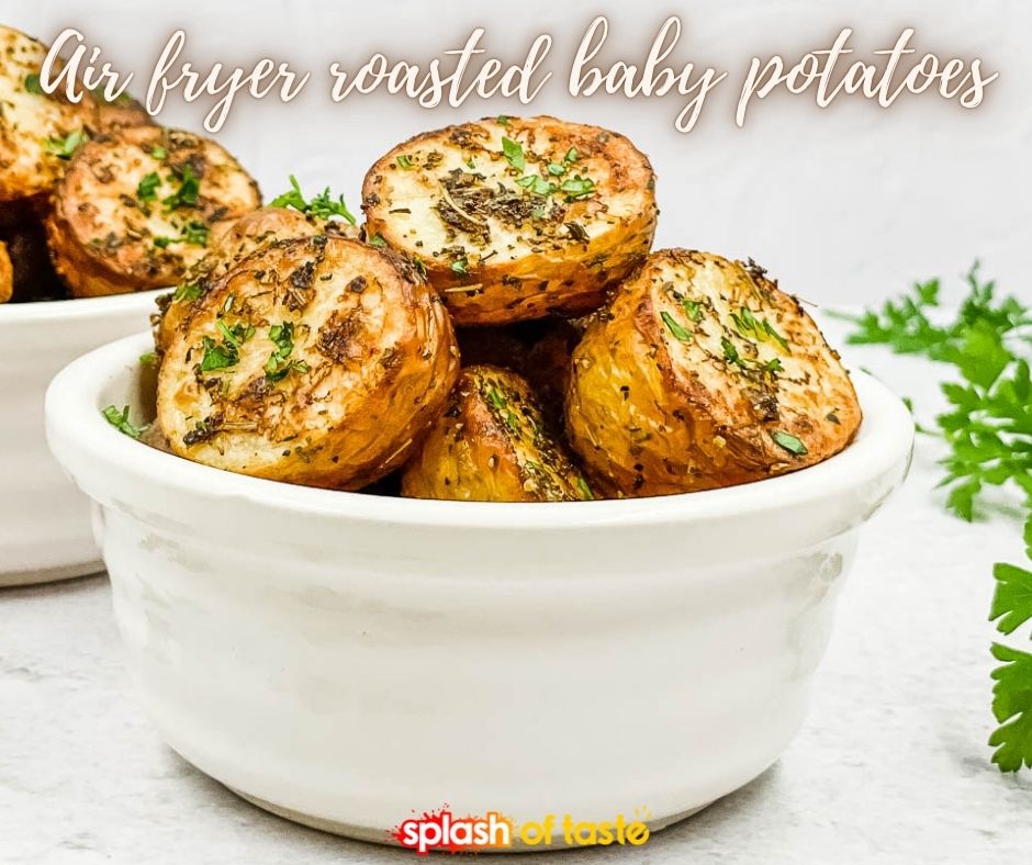 These air fryer baby potatoes are crispy on the outside and fluffy on the inside. They make the perfect side dish or snack, and they’re so easy to make! 
Grab the recipe >> splashoftaste.com/air-fryer-baby…