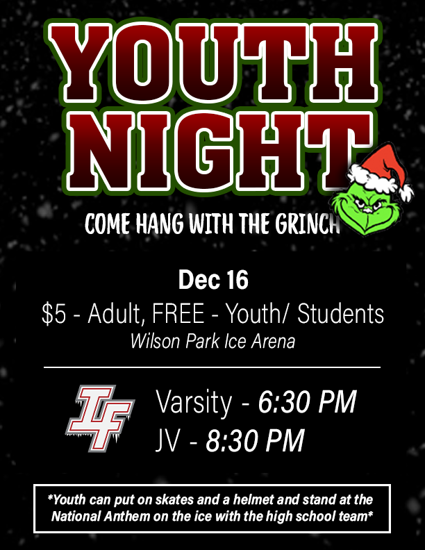 1WarriorMHS's tweet photo. YOUTH NIGHT!! At our Boys Ice Force Hockey Game, TONIGHT, we are hosting a youth night! Any of the youth can put on skates and a helmet and stand at the National Anthem on the Ice with the High School Team! Support your Boys ICE FORCE from 6:30-8:30PM! #youthnight #iceforce https://t.co/xFna0USMpg