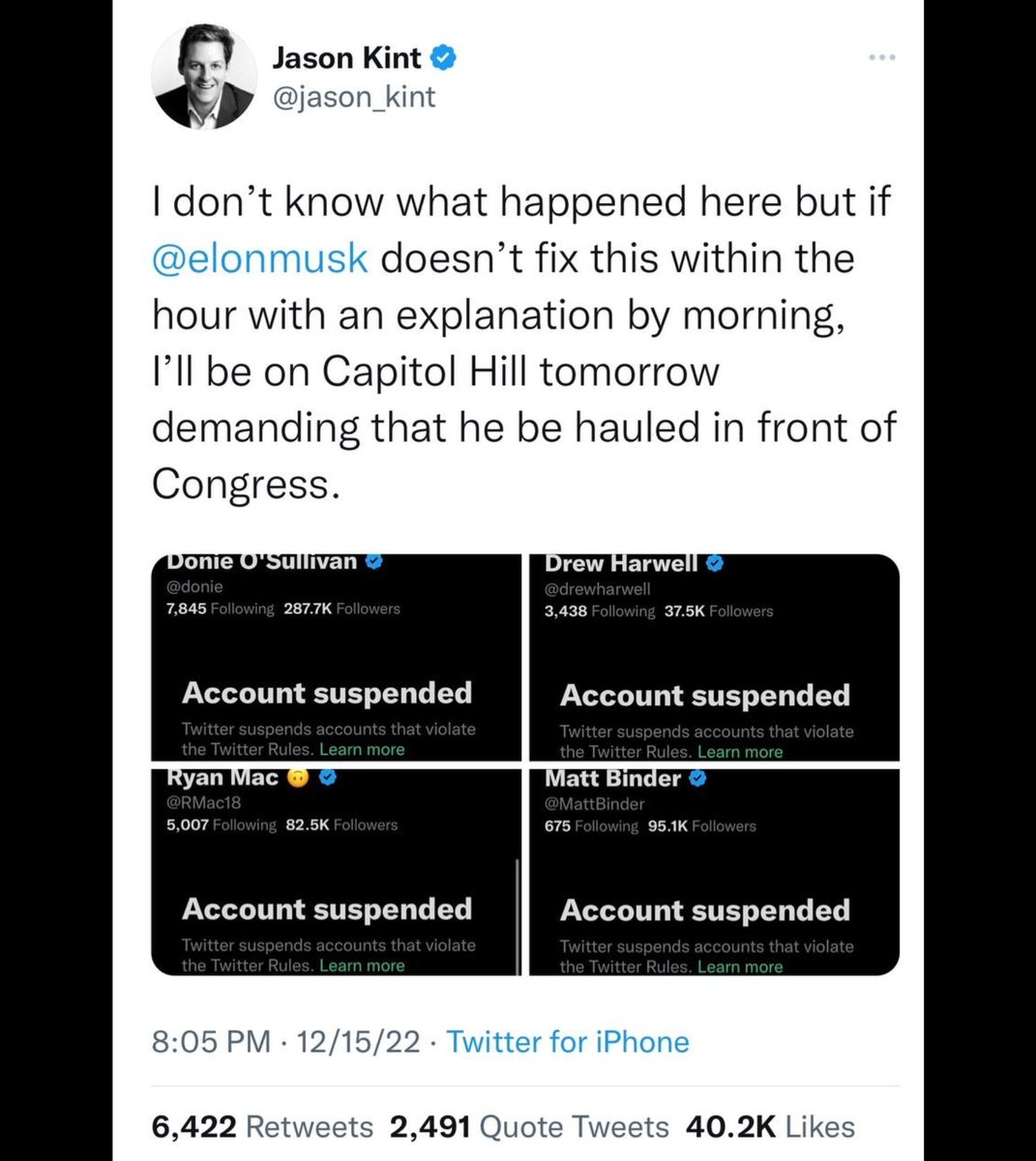 CarlitoSaidIt's tweet image. Tell me you're bias without telling me your bias @JasonKint. 
#JasonKint #ClownWorld #ElonMusk #Trump
Clown behavior🤡🤡🤡🤡🤡🤡