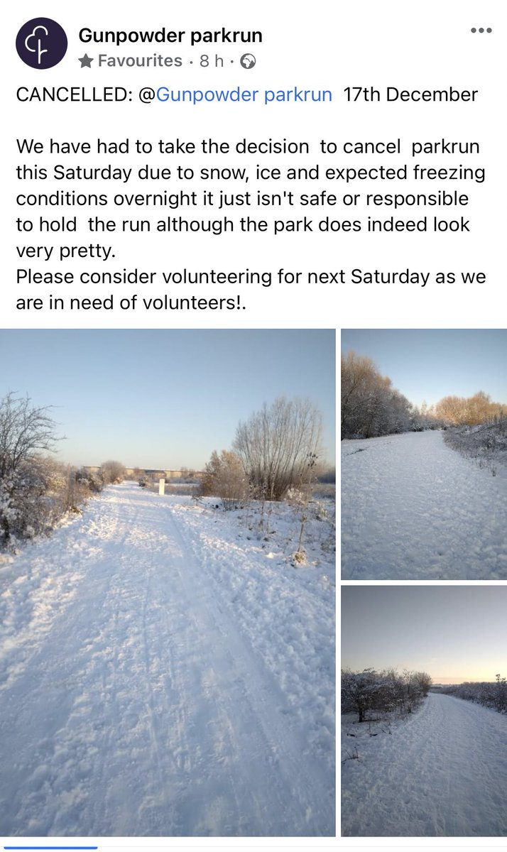 For those who have not seen this morning’s Facebook post - Gunpowder is cxled tomorrow (due to the conditions) - see you Christmas Eve.