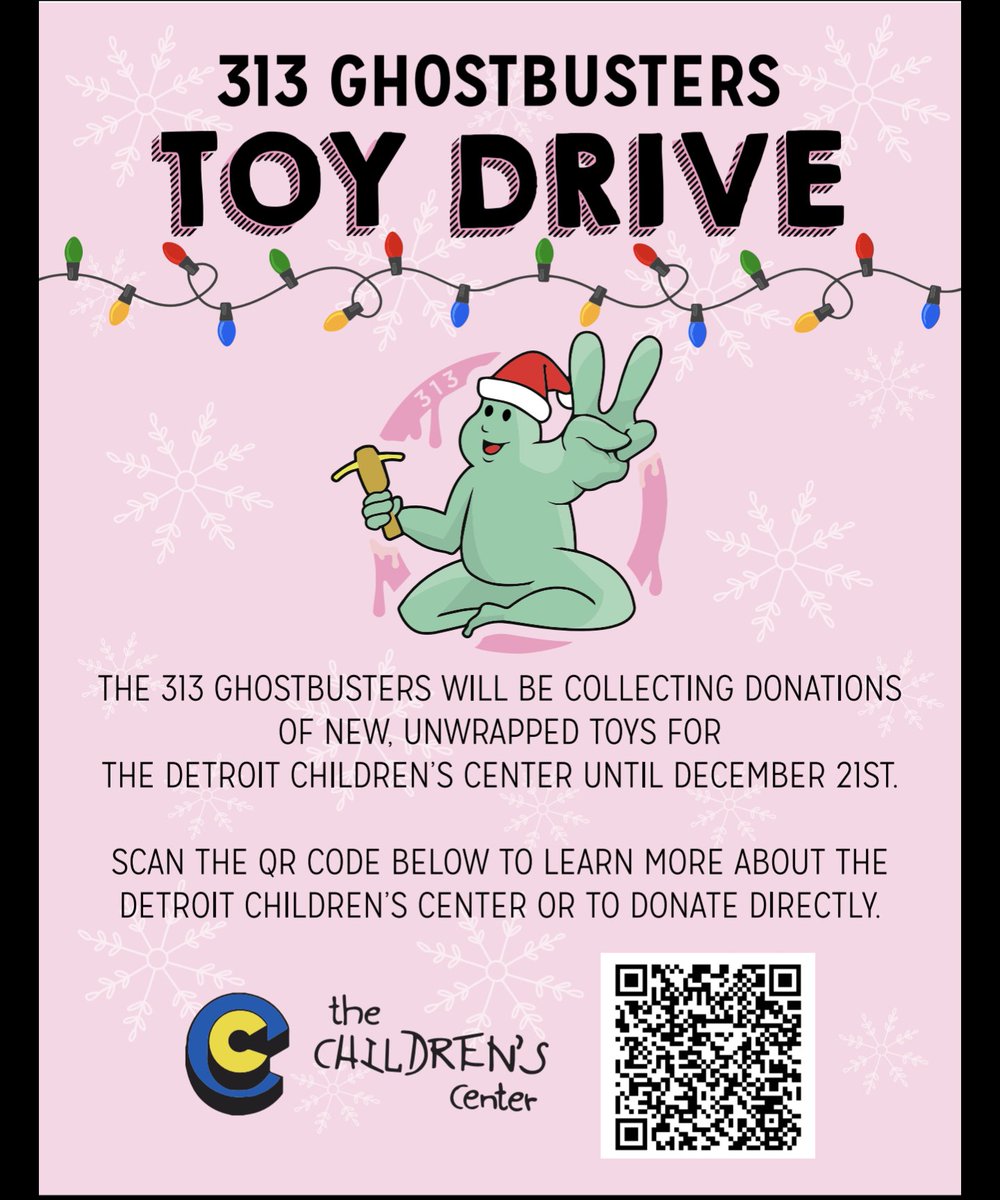 Last couple of days to donate toys for the children's center at Pie-Sci Pizza and The Luckenbooth in Detroit! #toydrive #313ghostbusters #donate