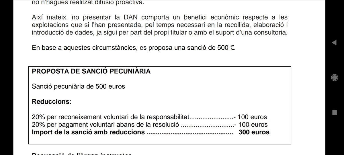 EnricCostas's tweet photo. Atenció la justificació de la sanció del DACC que ha rebut un jubilat que te caballs per usos recreatius i que per desconeixement no va presentar la DAN21.  @pagesosgps https://t.co/OeOuTqKfMR