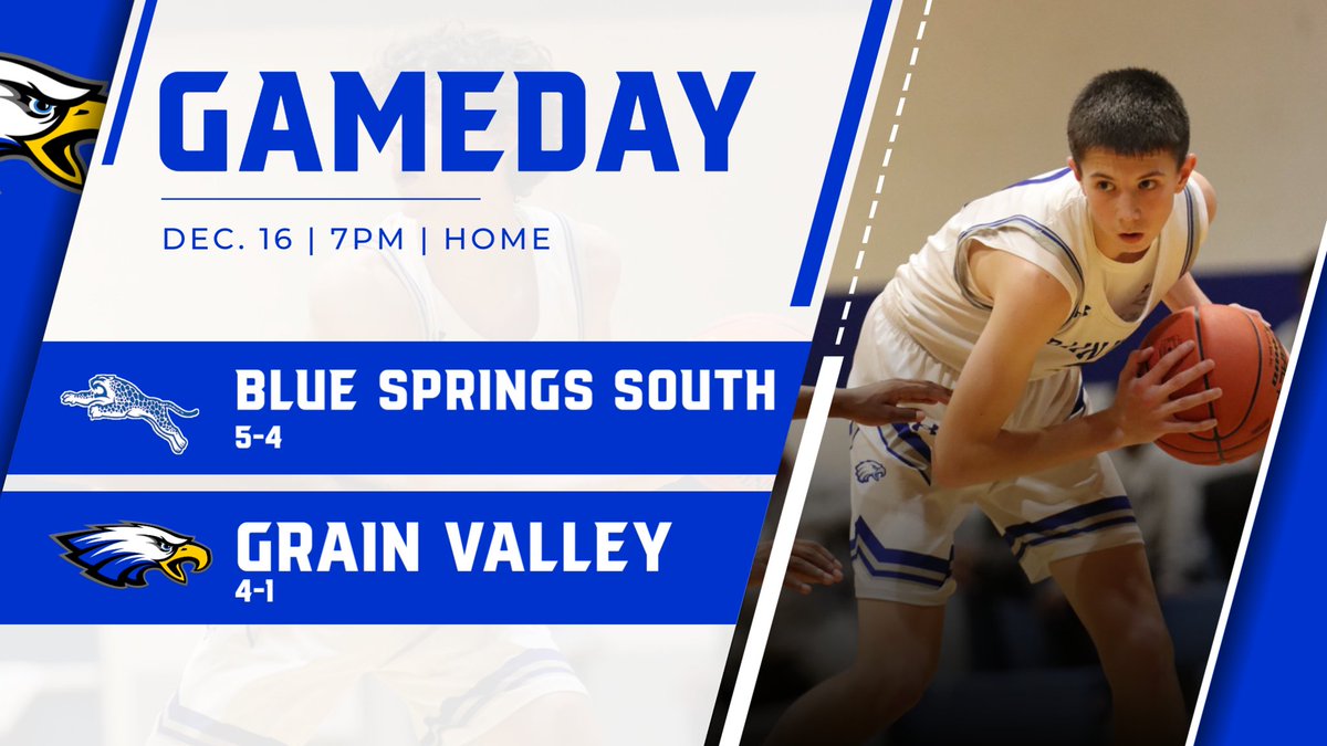 🏀Boy's Basketball🏀
🐆Blue Springs South (5-4) VS 🦅Grain Valley (4-1)
📍 Grain Valley HS
⏰️ JV: 5:30 Varsity: 7
<a href="/GVHSActivities/">GVHS Activities</a> <a href="/GVHoops/">Andy Herbert</a> <a href="/VALLEYSUPERFANS/">GRAIN VALLEY SUPERFANS</a> <a href="/GVHSEagleMedia/">GVTV</a> <a href="/saltyphotos/">Clara Jaques</a>