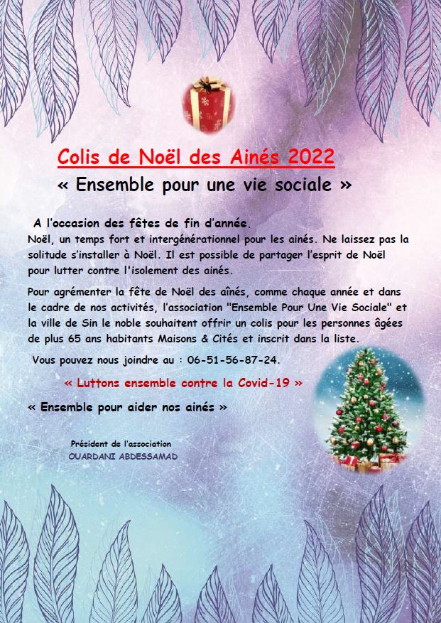 EnsembleVie's tweet photo. Noël est un moment fort et important pour les ainés❤️. Afin de lutter contre la solitude au moment des fêtes de fin d'année "Ensemble pour une vie Sociale" et la ville de Sin le Noble" offrir un colis🎁 pour les personnes âgés de plus de 65 ans Habitants Maisons &amp; Cités🏡🇫🇷 https://t.co/IAvReVpPgI