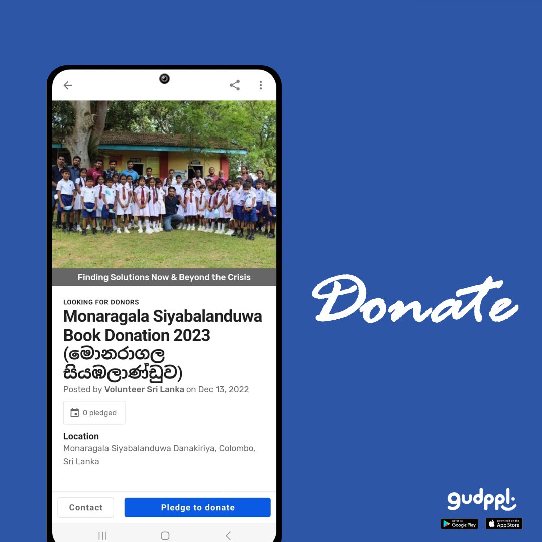 Will you donate? 
Organized by Volunteer Sri Lanka

gudppl.com/opportunities/…

#gudppl #volunteer #Philanthropy #charity #nonprofit #Doinggood