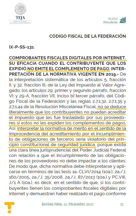 TaxpertsMx's tweet photo. Criterio de #TFJA que resuelve una duda muy común
.
#TFJA #complementodepago #CFF #RMF #CFDI https://t.co/geMvy5QpbE