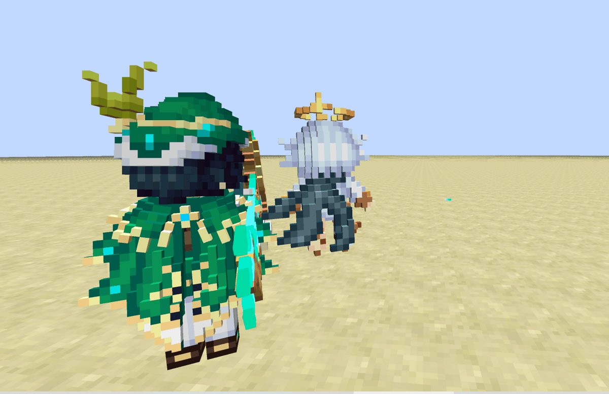 Orange_Yue's tweet photo. #GenshinImpact #原神  #armourersworkshop #我的世界 #minecraft #voxelart 
原神 温蒂与派蒙 https://t.co/v3WbwvrUve