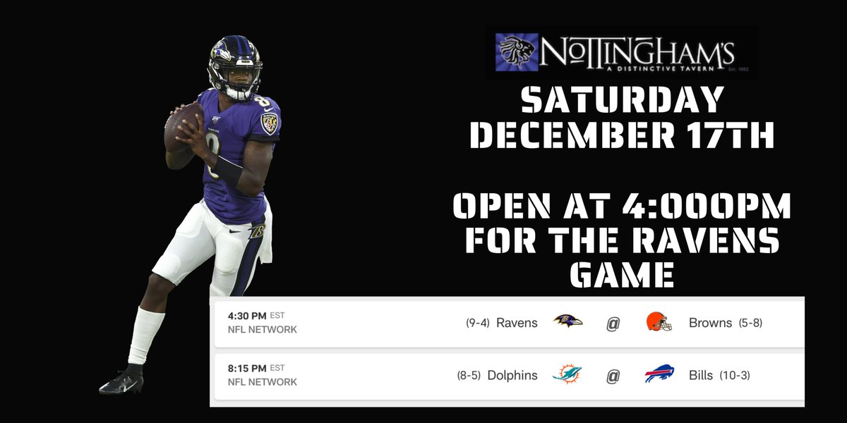 NottinghamsMD's tweet photo. We will open early tomorrow (4:00pm) for the Ravens game. https://t.co/vbSiRnSIKv
