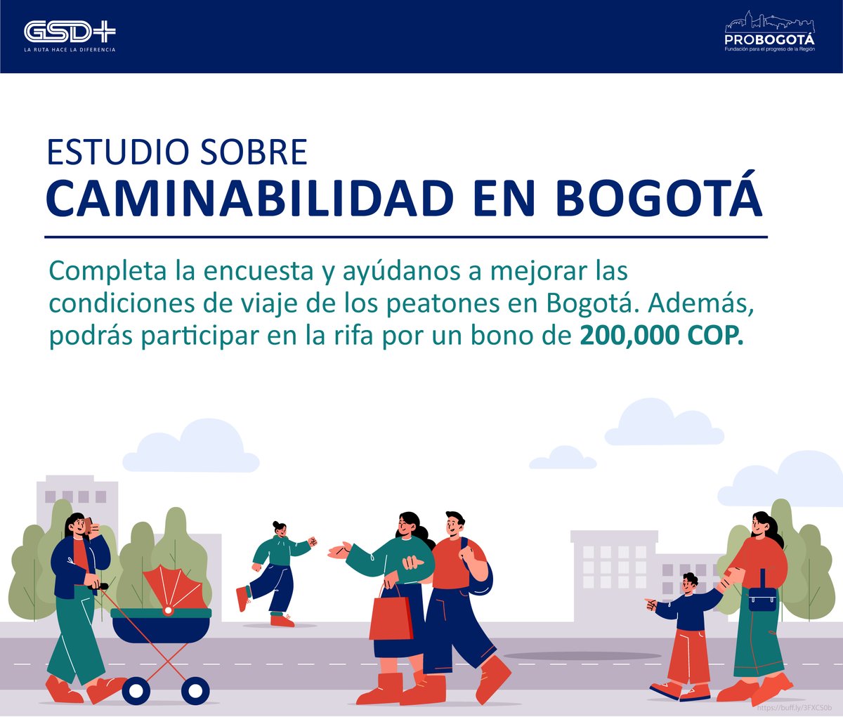 GSDPLUS's tweet photo. ¡Juntos logramos más allá de lo imaginable! 💪
Ayúdanos a completar esta encuesta de percepción para diseñar estrategias que mejoren las condiciones de viaje de los peatones en Bogotá.🚶‍♀️🚶‍♂️

https://t.co/IY3gaffqgq https://t.co/3Y0Io0iDFF
