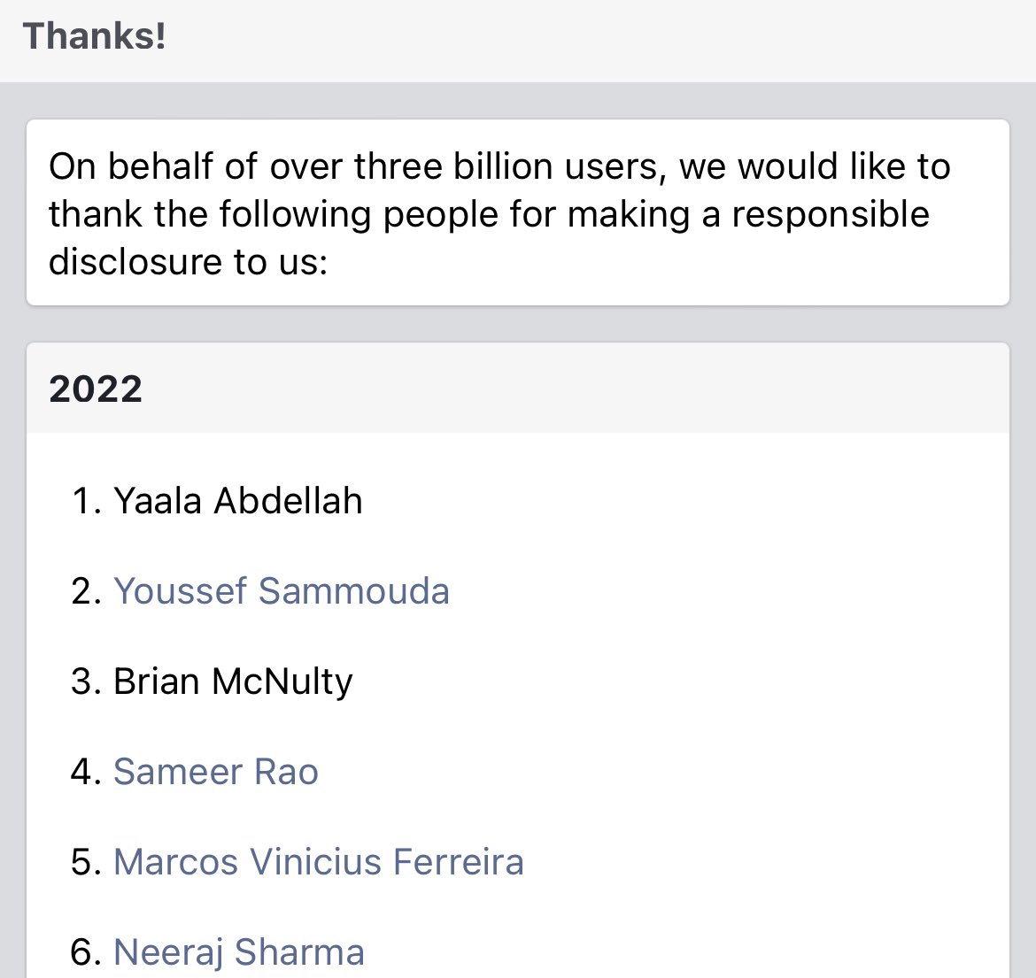 2022 is a good year for me and WC team moroccan  😁
Thanks <a href="/fbsecurity/">Facebook Security</a> 

m.facebook.com/whitehat/thanks