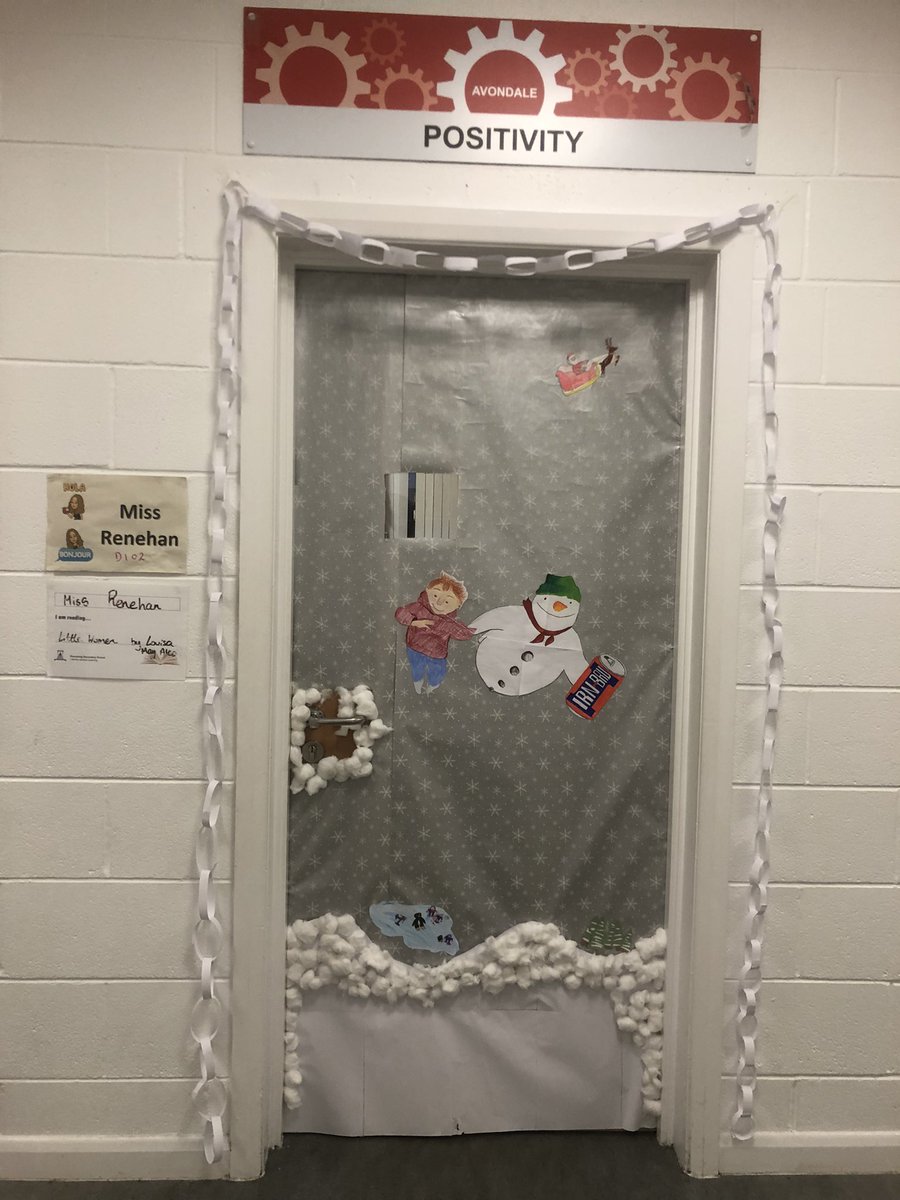 A huge thank you to my super artistic S2 classes for creating my Christmas door ⛄️ #snowman #navidad