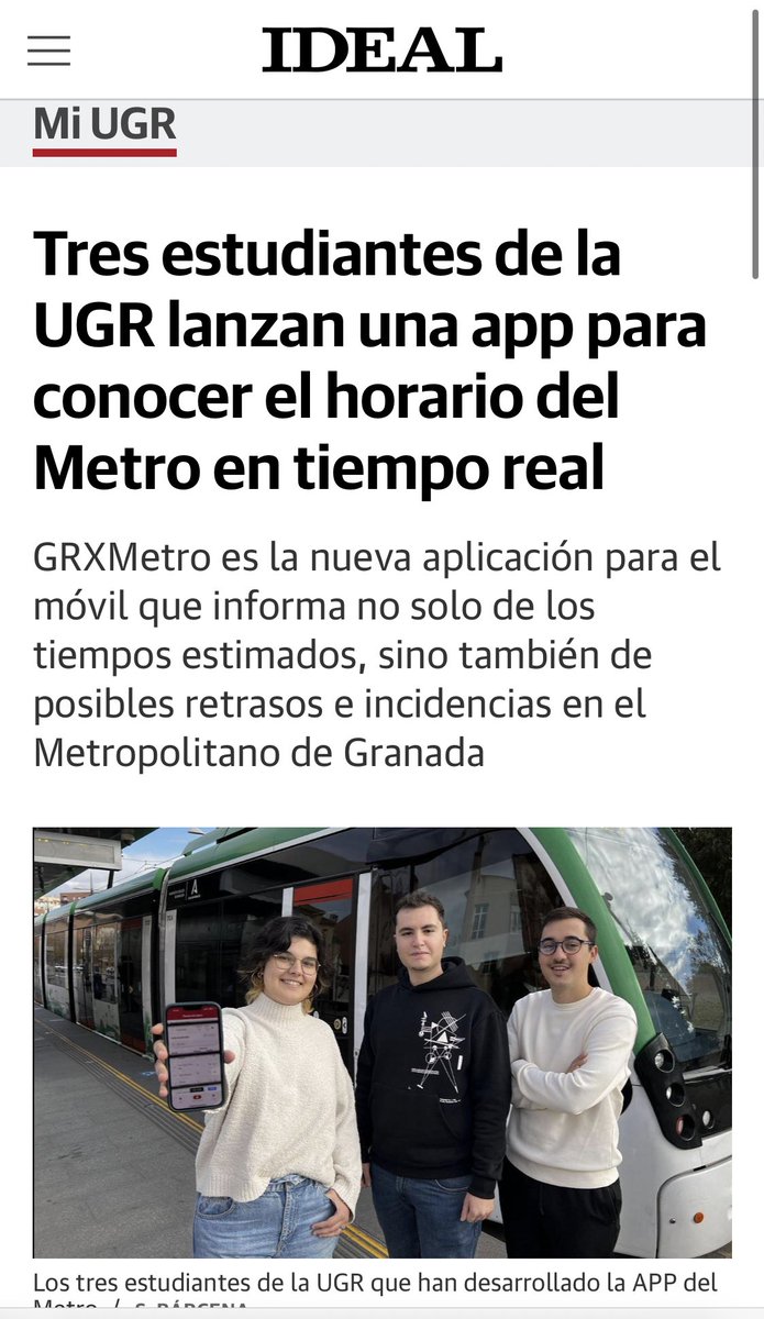 Muchas gracias a <a href="/ideal_granada/">ideal_granada</a> por la noticia sobre la aplicación. Un orgullo ser de interés para el periódico local. Ojalá que GRXMetro pueda seguir ayudando mucho tiempo a Granada. (App no oficial del metropolitano)
#Granada #Ideal #App #Ia
