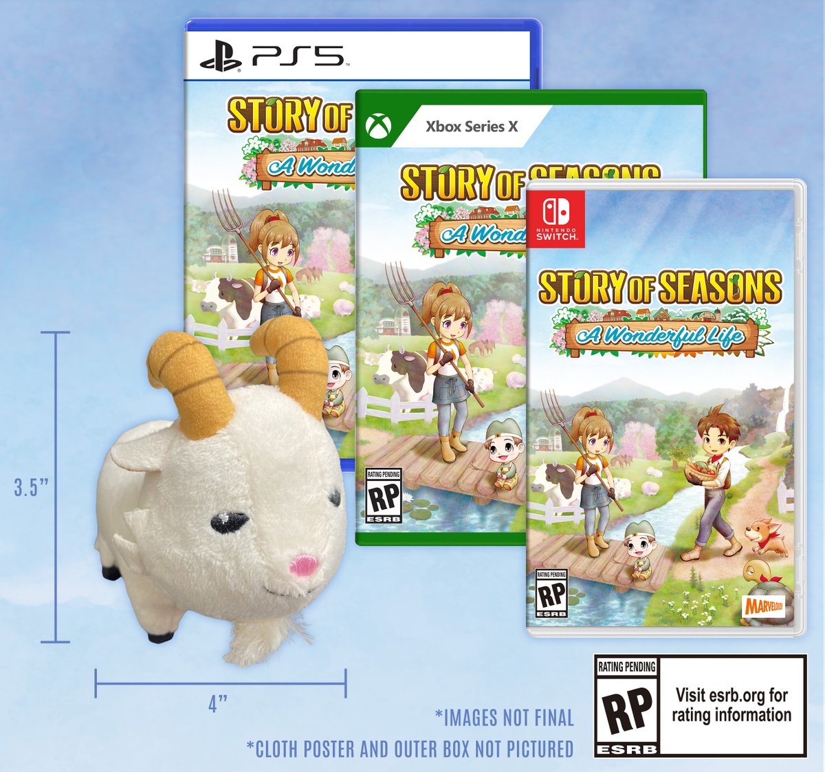 Introducing the Premium Edition of #STORYOFSEASONS: A Wonderful Life, featuring a pocket goat plushie and cloth poster cutely packaged in a custom box with an original illustration by series illustrator Igusa Matsuyama! Pre-order details coming soon!