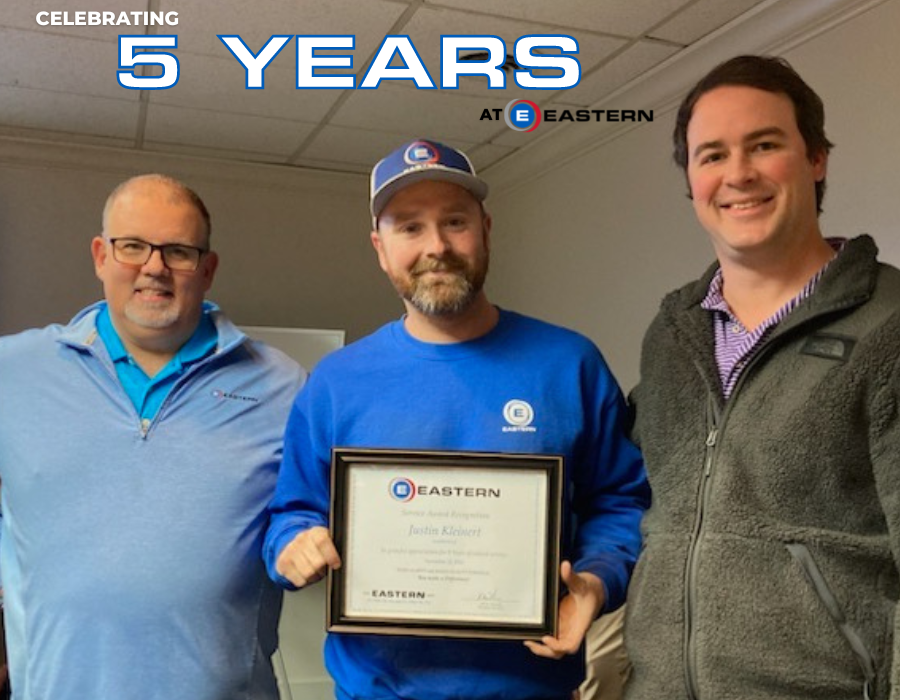 EasternFirst's tweet photo. Congratulations to Kevin Lynch, Justin Kleinert, Tyler Porter, and David Carr!
All of these associates are celebrating five years with Eastern! Thank you for your service!
#easterncares #easternfirst #anniversary #workiversary #grateful #service #valued #thankful https://t.co/z0M2g81LNR