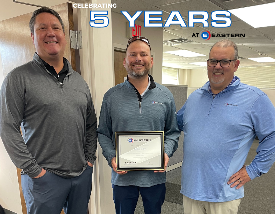 EasternFirst's tweet photo. Congratulations to Kevin Lynch, Justin Kleinert, Tyler Porter, and David Carr!
All of these associates are celebrating five years with Eastern! Thank you for your service!
#easterncares #easternfirst #anniversary #workiversary #grateful #service #valued #thankful https://t.co/z0M2g81LNR