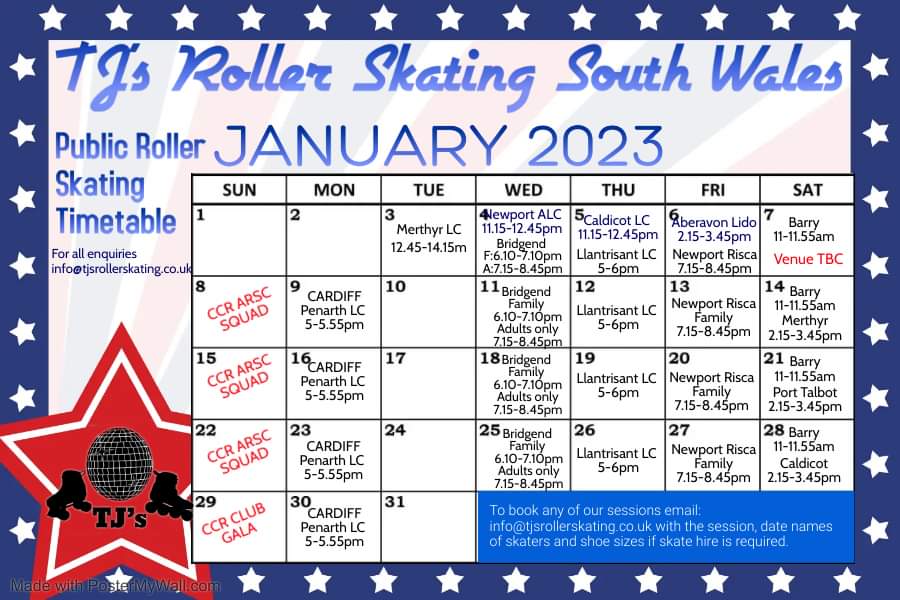**SOUTH WALES ROLLER SKATING JANUARY 2023**