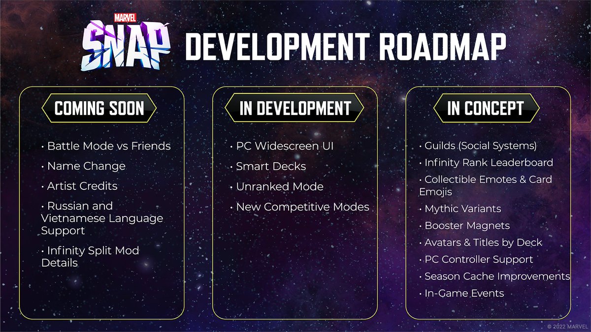 Goodbye 2022. Hello 2023!

Check out our latest roadmap to see what's coming soon (Battle Mode vs Friends 👀) and what's on deck for the future.

👉marvelsnap.com/newsdetail?id=…