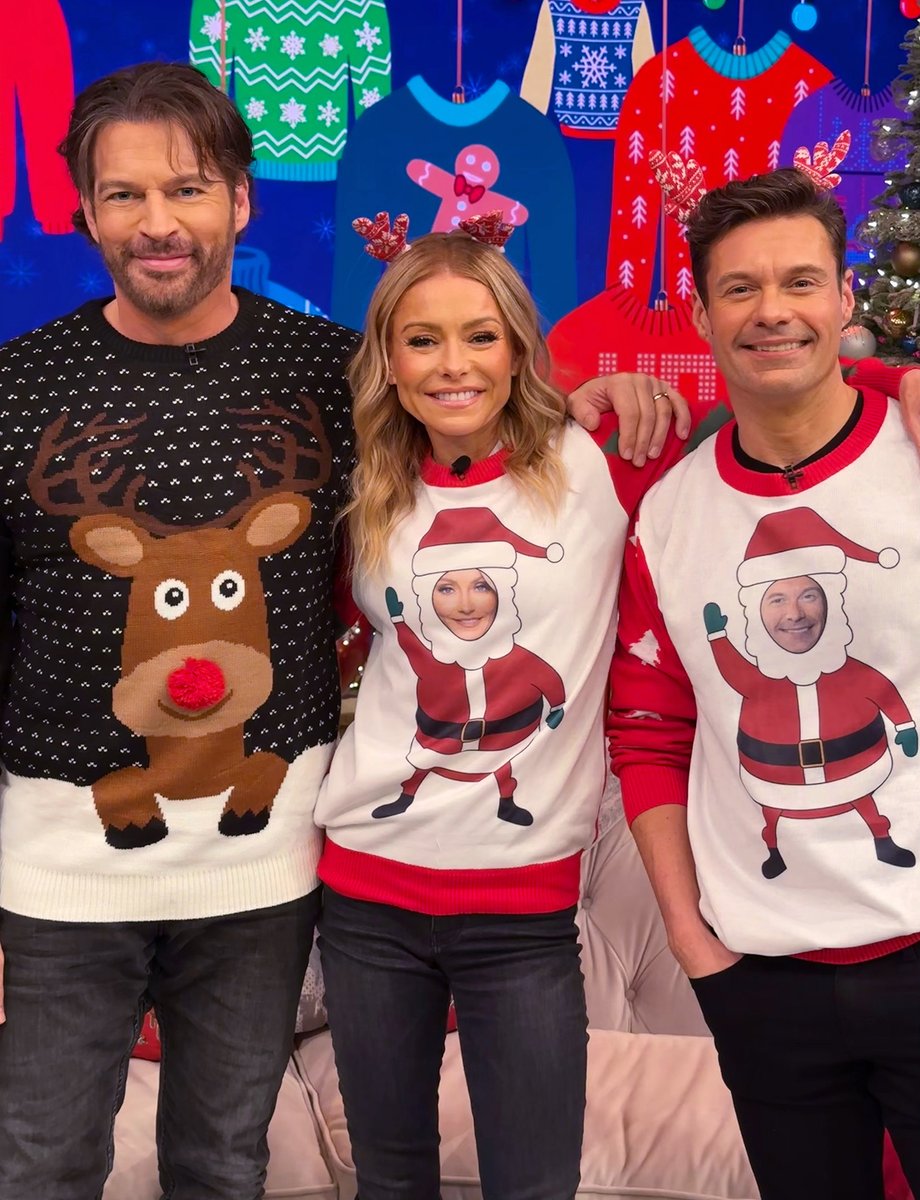 HarryConnickJR's tweet photo. always a great time with my friends @LiveKellyRyan! thanks to everyone who tuned in to see our crazy holiday sweaters! https://t.co/wDV54SGvRD