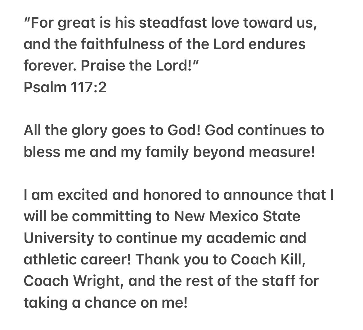masonleeg15's tweet photo. - COMMITTED - 
@NMStateFootball @CoachWrightNMSU @coachkill_fb @CoachMathis_ @ChadDunnam @sandiefootball https://t.co/d1SljlNDWV