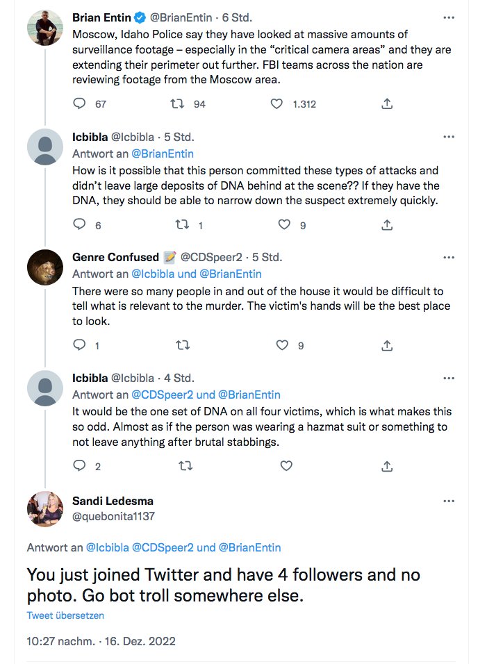 GameBackinthe's tweet photo. Following the #idahohomicides case I thought, after screening tiktok etc, the frat guys and sorority chicks are a pretty unpleasant and deranged bunch, but those awful crynannies here on Twitter with a subscription to murder are far worse. #idahostudents #moscowhomicide https://t.co/dUsbr51uXn