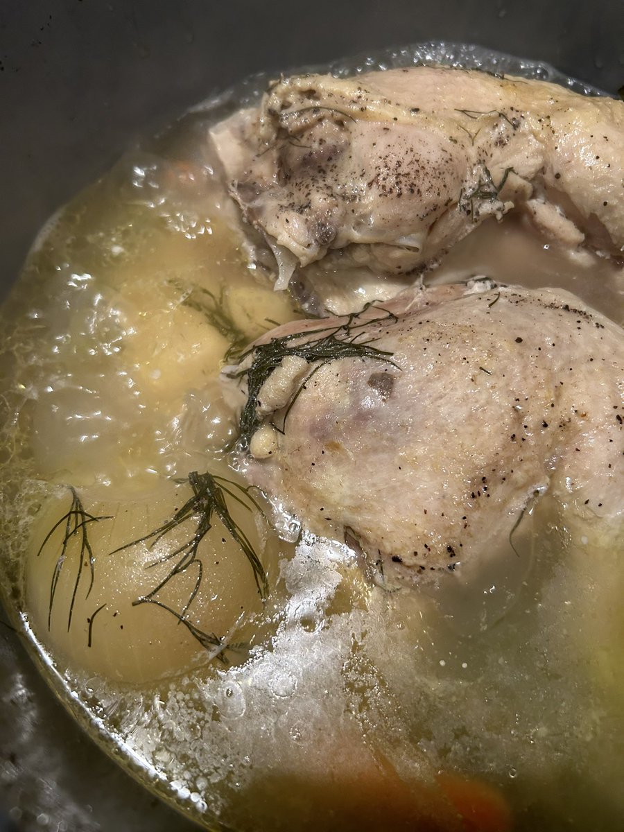 harriet75's tweet photo. Good #jewish mom. Made #homemade #chickensoup #matzoballs #schintzel twice baked potatoes and a veggie dish. All for #dinner tonight. All homemade. If you see this let me know cause it seems I have been #Shadowbanned https://t.co/5ZZ2XFmFvF